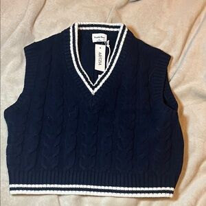 Aritzia Navy V-Neck Sweater Vest